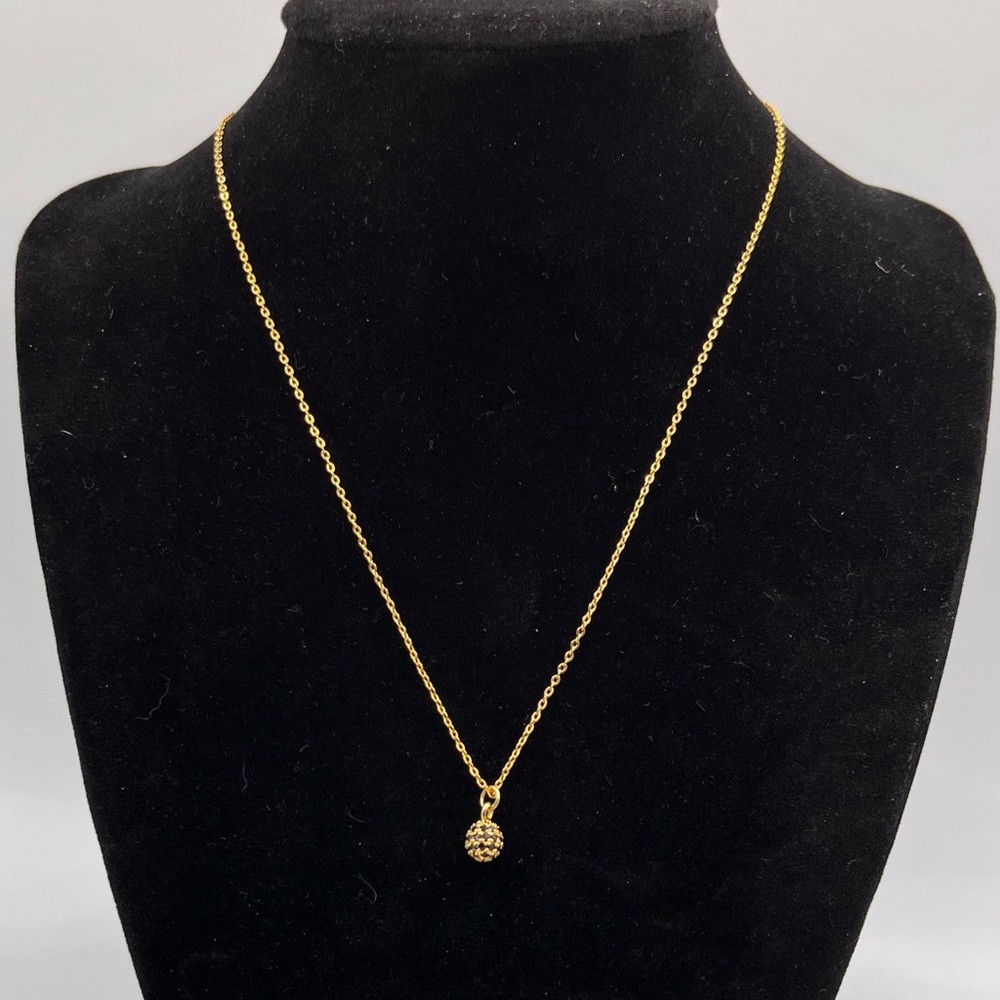 Gold Pendant Necklace with Pavé Sphere